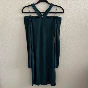 NWT Express Green Cold Shoulder Knit Dress